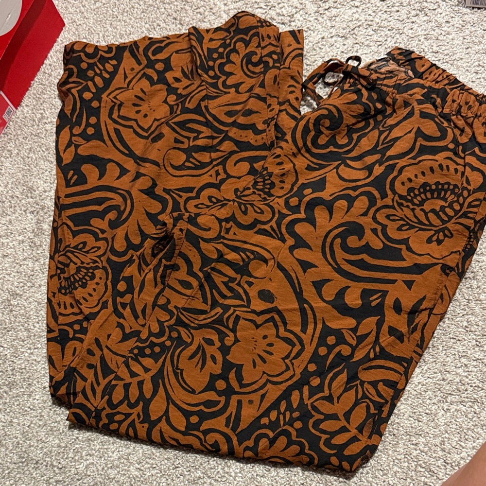 JohnPaulRichard Black & Rust Wide Leg Pants